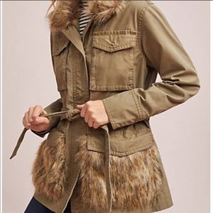 Anthropologie faux fur detail field parka